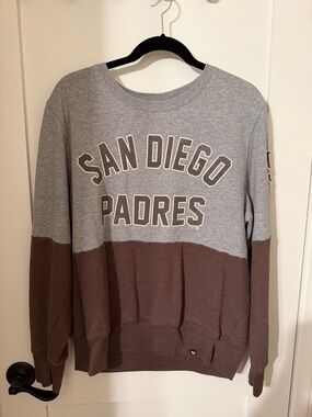 47 Brand San Diego Padres Two-Tone Crewneck Sweatshirt - Gray & Brown
